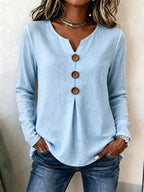 Full Size Decorative Button Long Sleeve Blouse Plus