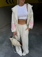 Zip Up Hoodie Wide-leg Pants Set (5)