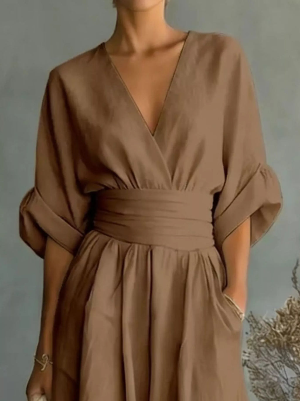 Full Size Half Sleeve Wide-leg Jumpsuit Plus (32)
