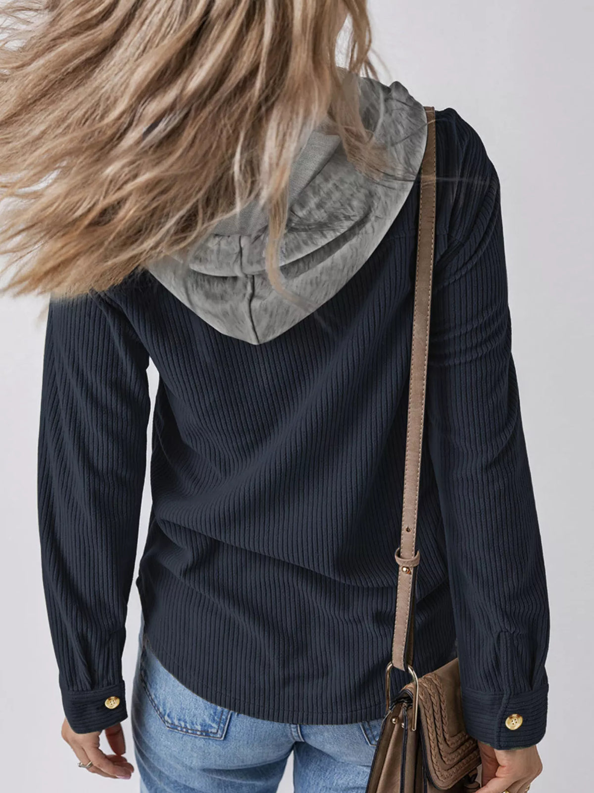Hooded Corduroy Button-down Jacket (3)