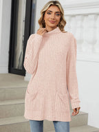 Ribbed Mock Neck Long Sleeve T-shirt (26)