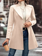 Collared Neck Long Sleeve Longline Coat (9)
