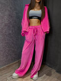 Zip Up Cropped Outerwear Pants Set