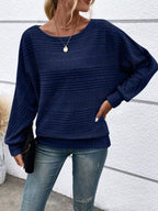 Ribbed Round Neck Long Sleeve Top (20)