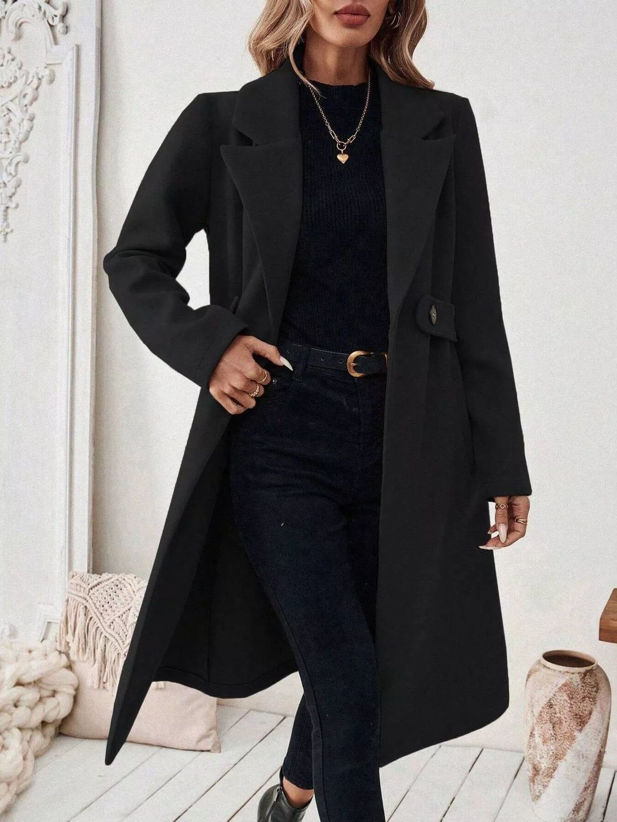Lapel Collar Longline Coat (9)