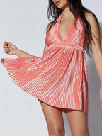 Pleated Halter Neck Mini Dress (6)