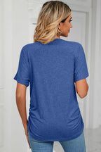 Ruched V-neck Short Sleeve T-shirt (16)