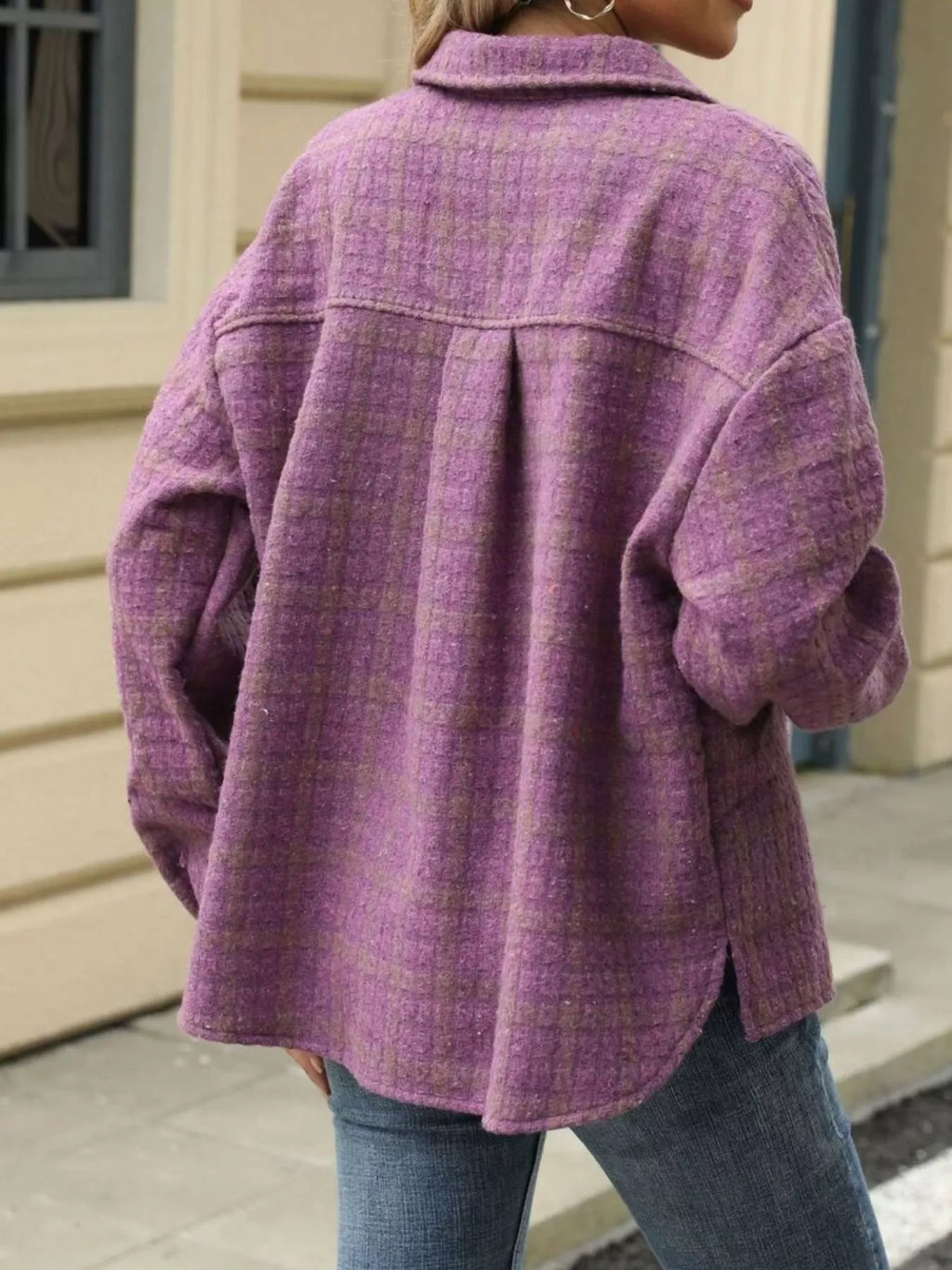 Plaid Button Up Long Sleeve Jacket (20)