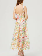 Floral Lace Sleeveless V-neck Midi Dress (5)