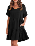 Ruffled Sleeve Tiered Mini Dress (6)
