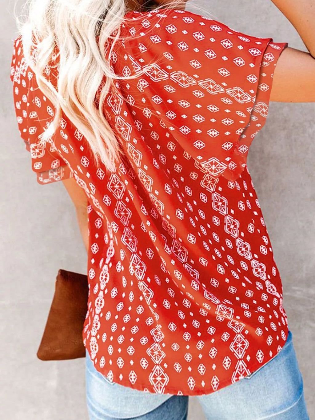 Full Size Floral Print V-neck Shirt Plus (13)