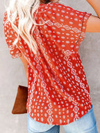 Full Size Floral Print V-neck Shirt Plus (13)