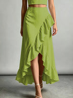 Halter Neck Crop Top High-low Maxi Skirt Two-piece Set (9)