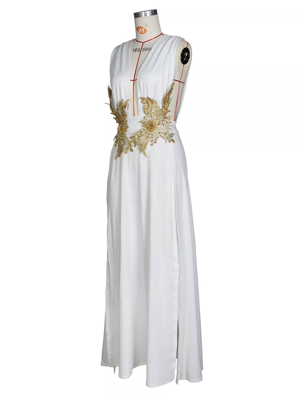 Deep V-neck High Slit Maxi Dress (16)