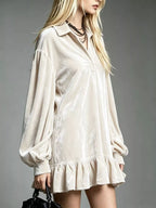 Full Size Velvet Ruffled Hem Long Sleeve Dress Plus (2)