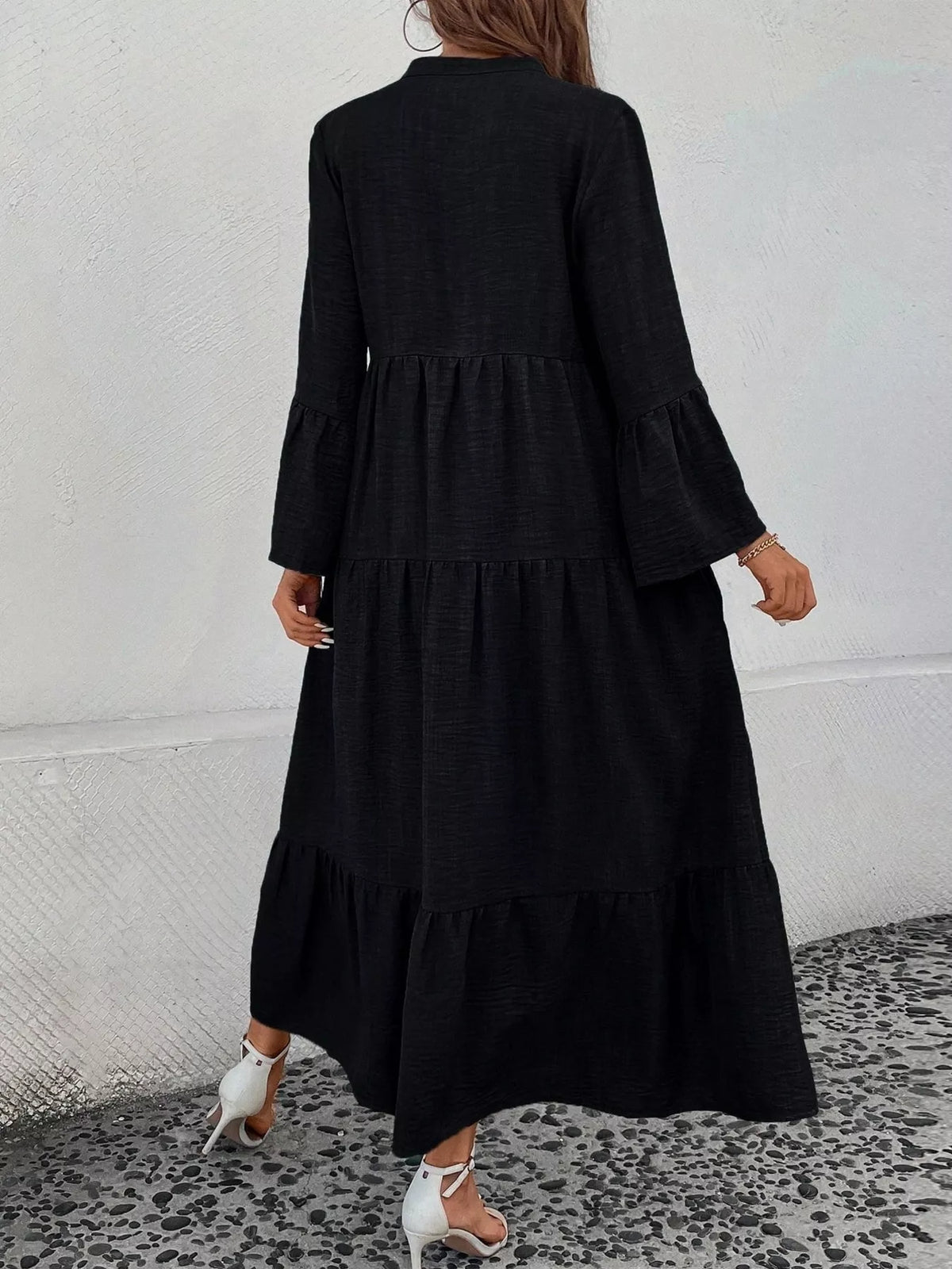 Ruffle Hem Button Front Tiered Dress (23)