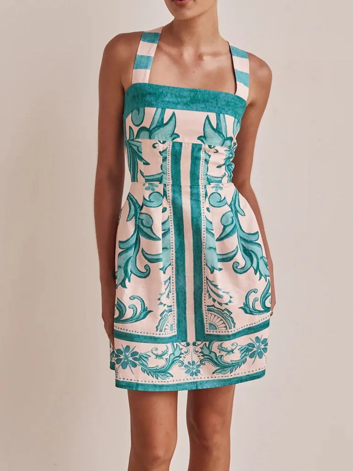 Printed Square Neck Midi Dress (11)