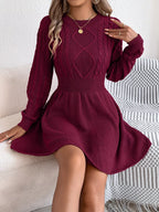 Cable Knit Long Sleeve Sweater Dress (7)