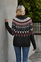 Turtleneck Ribbed Trim Sweater (2)