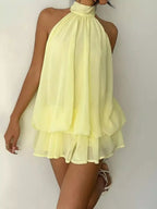 Halter Neck Chiffon Mini Dress (4)