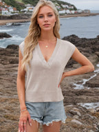 Ribbed Hem V-neck Sweater Vest (2)