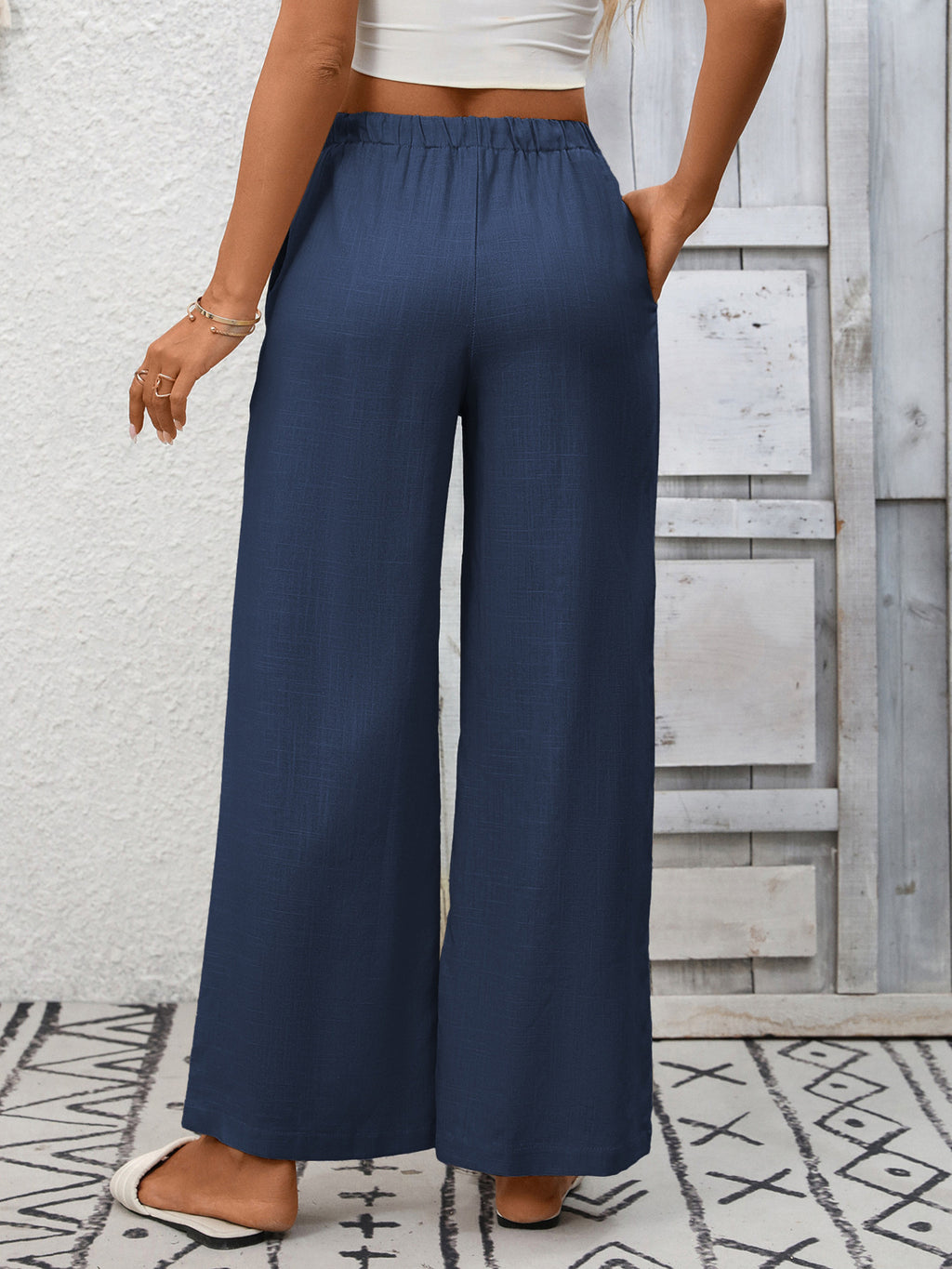 Drawstring High Waist Wide Leg Pants (16)