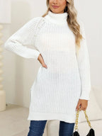Slit Turtleneck Long Sleeve Sweater (3)