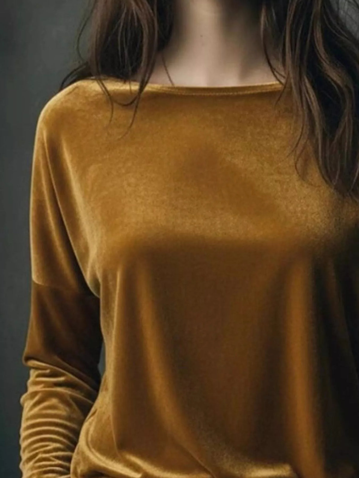Full Size Velvet Long Sleeve T-shirt Plus (17)