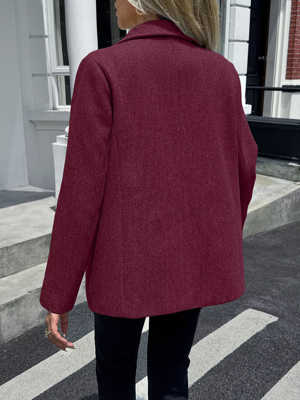 Lapel Collar Button Up Blazer (9)