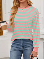 Striped Long Sleeve Casual T-shirt (14)