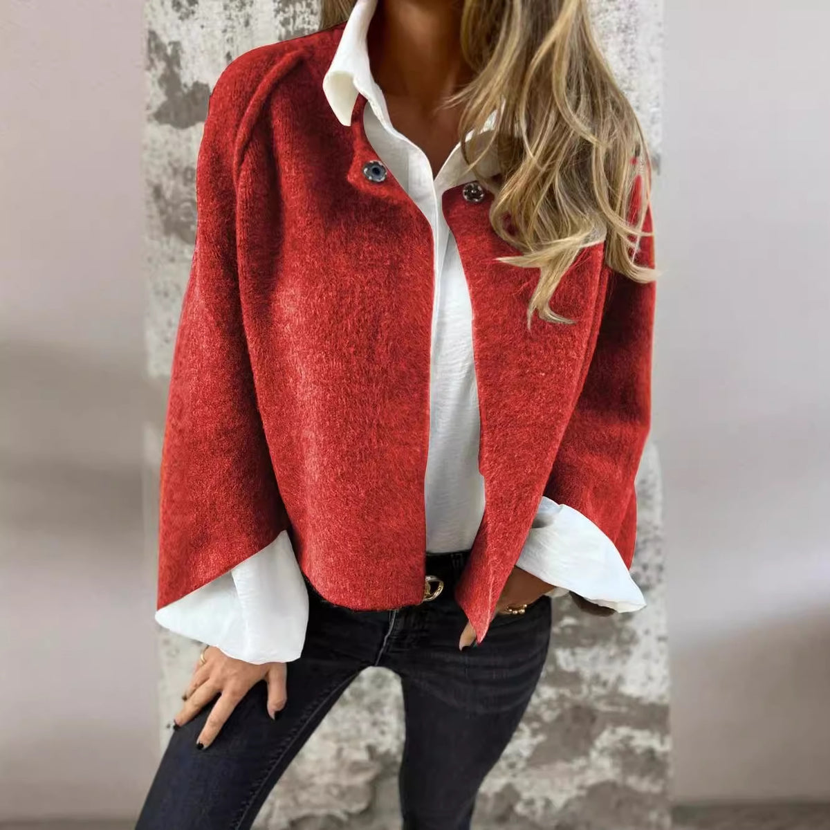 Batwing Cropped Loose Coat photo 1