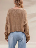 Cable Knit Dropped Shoulder Sweater (3)