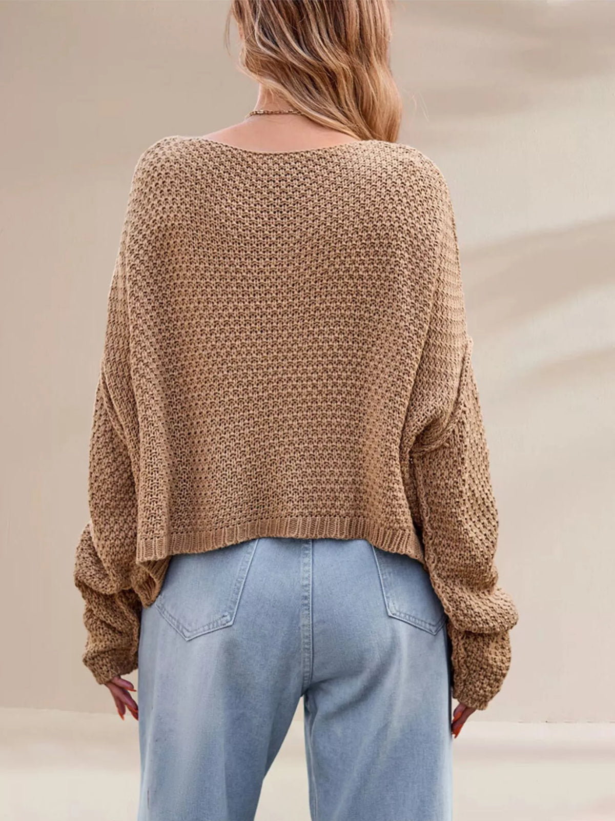 Cable Knit Dropped Shoulder Sweater (3)