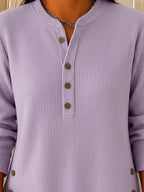 Full Size Button Detail Corduroy Top Plus (17)