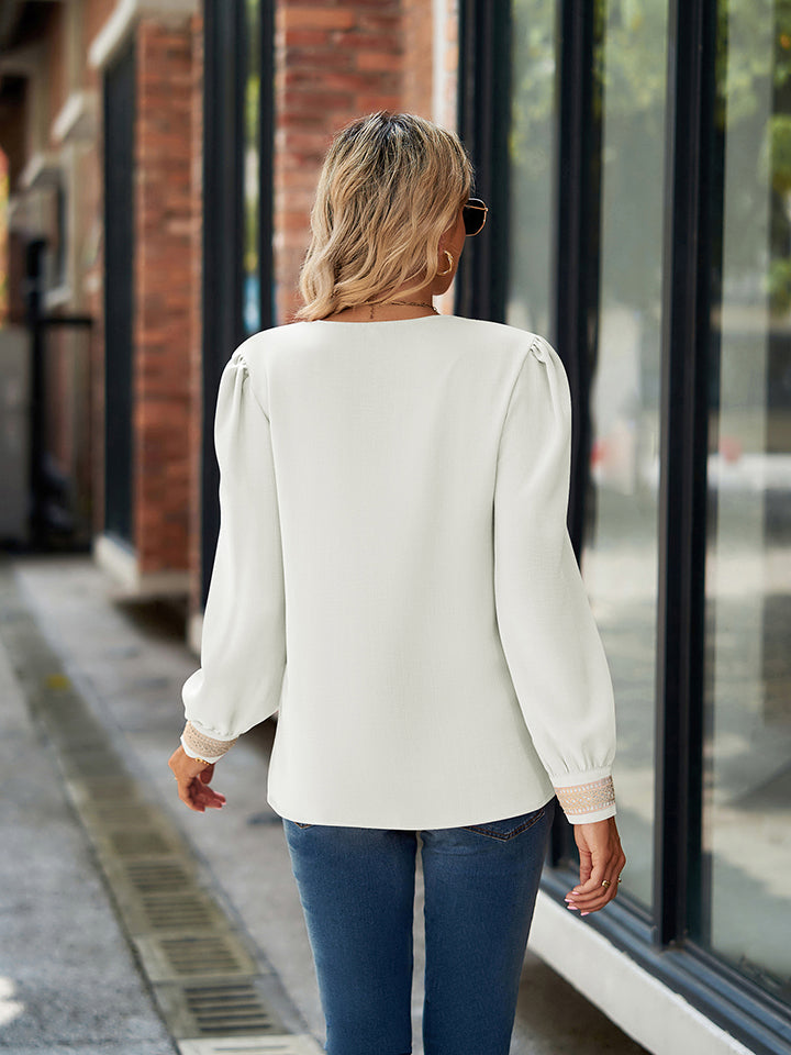 V-neck Long Sleeve Blouse (6)