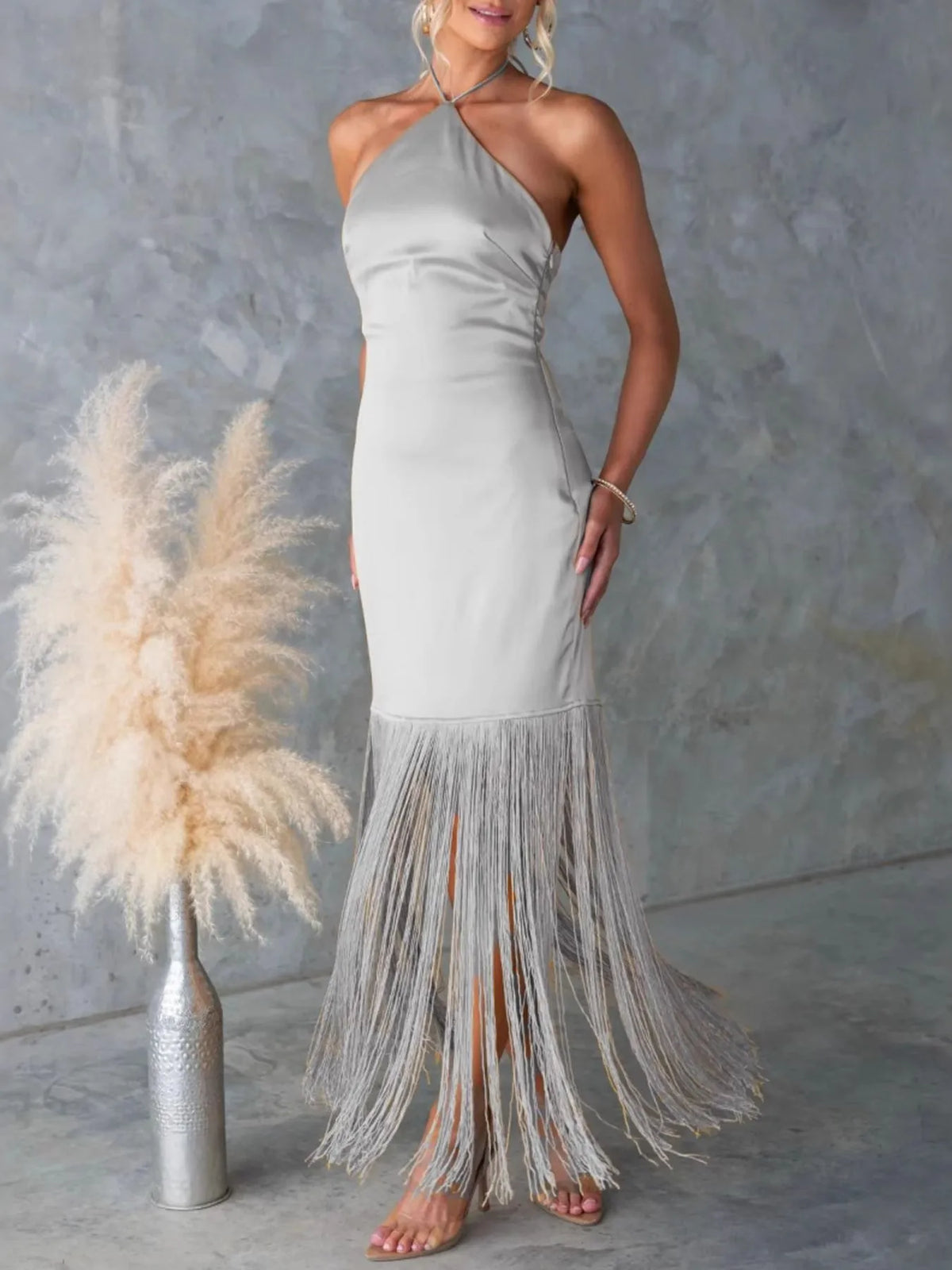 Fringe Halter Neck Dress (10)