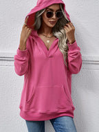 V-neck Drop Shoulder Long Sleeve Hoodie (5)