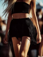 Tube Top Fringe Shorts Set (3)