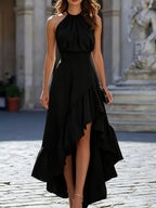 Ruffled High-low Sleeveless Maxi Dress