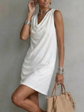 Full Size Sleeveless Cowl Neck Mini Dress Plus
