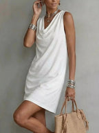 Full Size Sleeveless Cowl Neck Mini Dress Plus