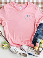 Letter Graphic Round Neck Short Sleeve T-shirt (8)
