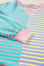 Contrast Stripes Round Neck Long Sleeve Sweatshirt (9)