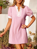 Notched Puff Sleeve Mini Dress (20)