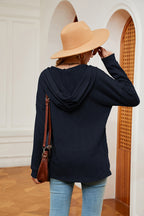 Half-button Dropped Shoulder Hoodie (8)