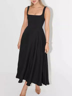 Square Neck Sleeveless Midi Dress (5)