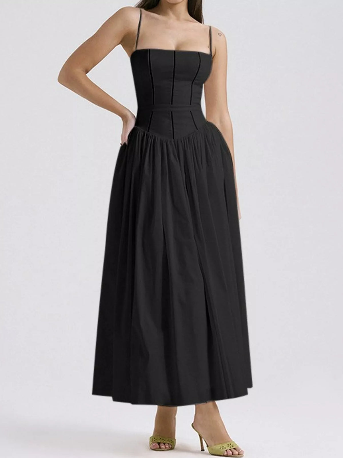 Floral Spaghetti Straps Midi Dress (10)