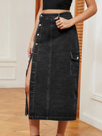 Button Down Midi Denim Skirt (8)