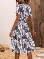 Printed Short Sleeve Midi Dress (9)