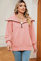 Half Zip Lantern Sleeve Sweatshirt (3)